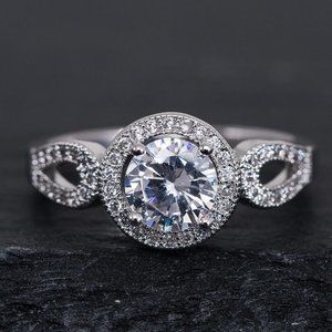 🎁Stylish Saudi Arabia White Gold Round Cut Ring for Women, MARR9360